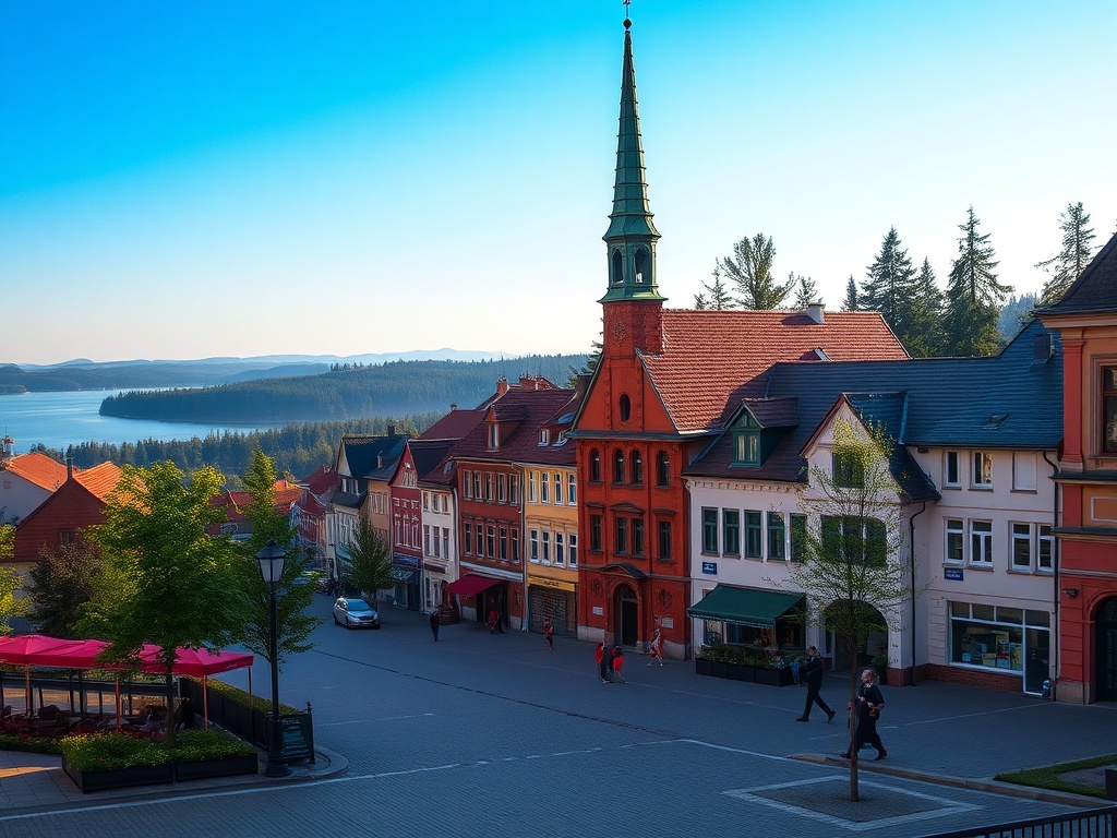 Droga w Kętrzynie na przełomie zimy i wiosny z pojazdami przygotowywającymi się do wymiany opon i monitoringu śniegu