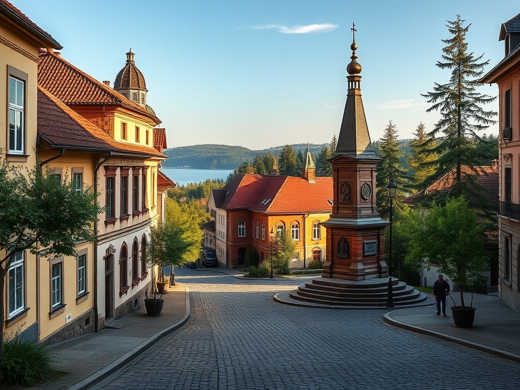 Widok na rynek w Kętrzynie w latach 70. XX wieku, z widocznymi charakterystycznymi dla epoki samochodami i architekturą.